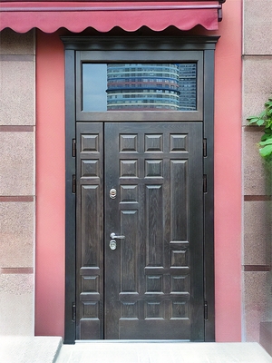 Полуторная дверь МДФ шпон с фрамугой