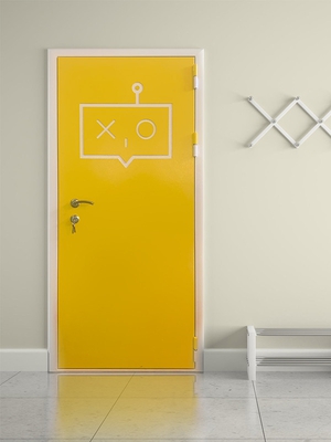 Входная МДФ дверь желтого цвета