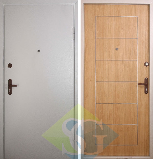 Дверь порошковое напыление и МДФ ПВХ (10 мм) 01 с молдингом