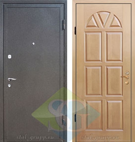 Дверь порошковое напыление с лаком с бронеконвертом и филенчатый МДФ (16 мм)