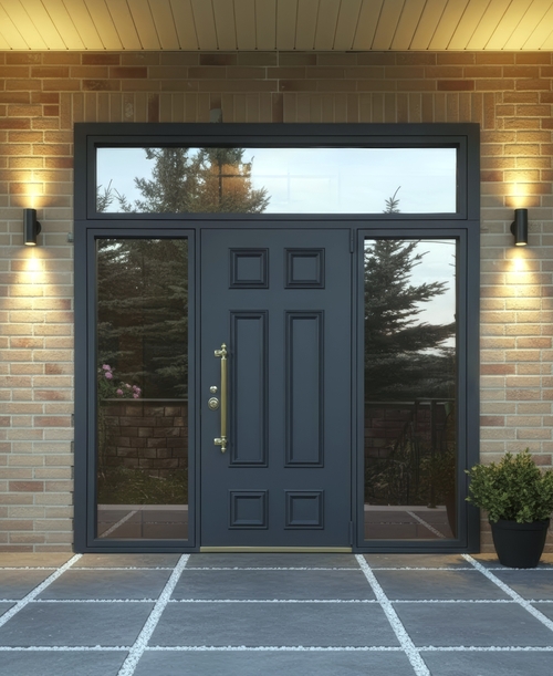 Остекленная дверь с металлобагетом