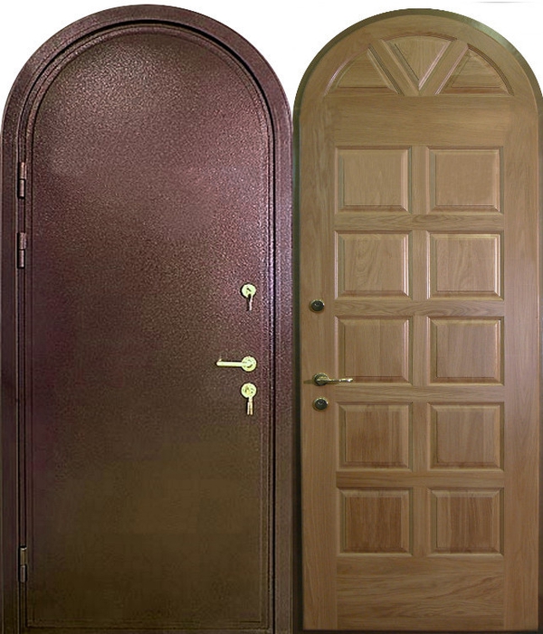 Арочная дверь № 9 с порошком и МДФ шпон