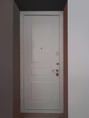 Белая входная дверь со скрытыми петлями