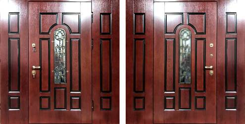 Однопольная дверь из массива с боковыми фрамугами