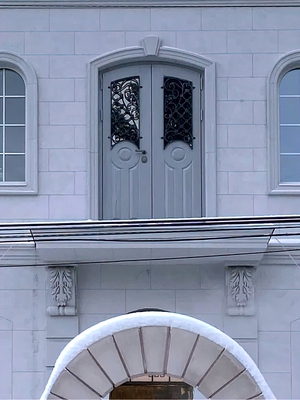 Двупольная дверь с окнами, фото спереди