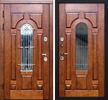 Дверь массив дуба (16 мм) ковка и стеклопакет и массив дуба (16 мм)