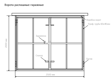 Металлические гаражные ворота без калитки